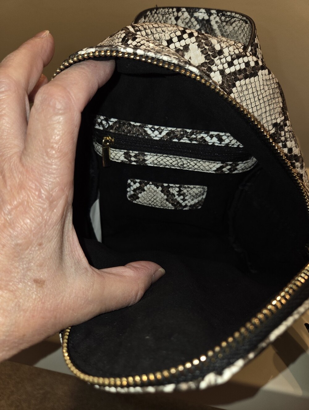 Steven Madden Snake-Print Mini Backpack - White/Black - Picture 3 of 4